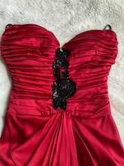 Red Satin Dress w/Black Embellishment from Movie Appearance