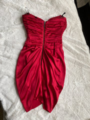 Red Satin Dress w/Black Embellishment from Movie Appearance