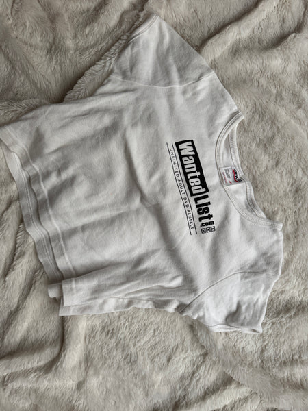 White Wanted List Cropped T-shirt w/Autographed Pictures