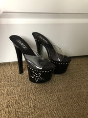 Black & Clear Platform Heels w/Rhinestones from SB