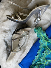 Blue & Green Outfit w/ Silver Heels