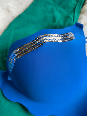 Blue & Green Outfit w/ Silver Heels