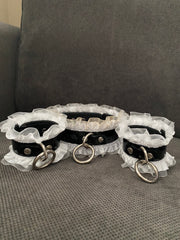 Black & White Collar Necklace & Cuff Bracelet Set from Movie/Photoshoot