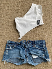 White Top & Denim Shorts from Photoshoot
