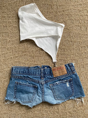 White Top & Denim Shorts from Photoshoot