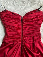 Red Satin Dress w/Black Embellishment from Movie Appearance