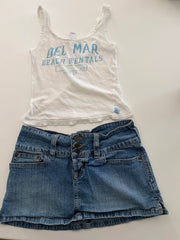 White Tank Top & Denim Skirt from Photoshoot