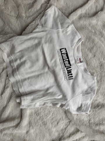 White Wanted List Cropped T-shirt w/Autographed Pictures
