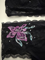 Black Lace Set with Black Glitter Wedges From Film Appearance