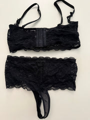 Black Lace Set with Black Glitter Wedges From Film Appearance
