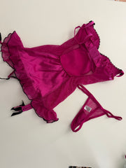 Pink & Black Satin Set w/Black Heels from Movie Appearance