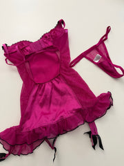 Pink & Black Satin Set w/Black Heels from Movie Appearance