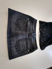 Black Lacy Top and Black Denim Skirt from Film Appearance